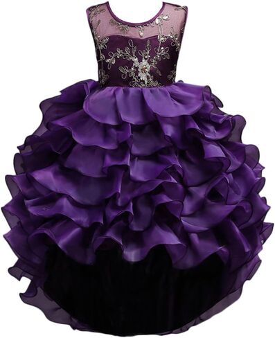 Flower Girl Princess Tutu Dress Wedding Bridesmaid Vintage Ruffle Lace Pageant Party Formal Trailing Communion Gown in Kuwait