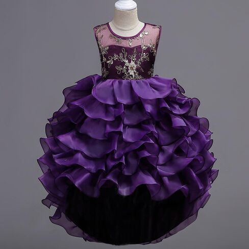 Flower Girl Princess Tutu Dress Wedding Bridesmaid Vintage Ruffle Lace Pageant Party Formal Trailing Communion Gown in Kuwait