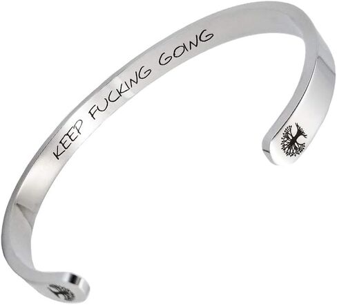 EZUY GNAY Stainless Steel Bracelet Tree Of Life Cuff Bracelet Inspirational Keep Going Personality Gift Bracele For Women in Saudi Arabia