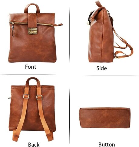 LA DEARCHUU Backpack Purse for Women Casual Shoulder Bag Double Zipper Adjustable Strap Leather Backpack purse for ladies Yellow in Saudi Arabia