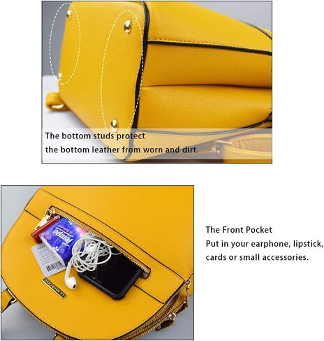 LA DEARCHUU Backpack Purse for Women Casual Shoulder Bag Double Zipper Adjustable Strap Leather Backpack purse for ladies Yellow in Saudi Arabia
