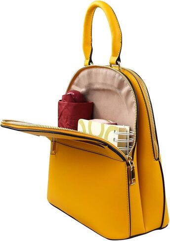 LA DEARCHUU Backpack Purse for Women Casual Shoulder Bag Double Zipper Adjustable Strap Leather Backpack purse for ladies Yellow in Saudi Arabia