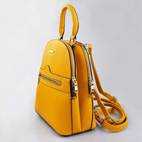 LA DEARCHUU Backpack Purse for Women Casual Shoulder Bag Double Zipper Adjustable Strap Leather Backpack purse for ladies Yellow in Saudi Arabia