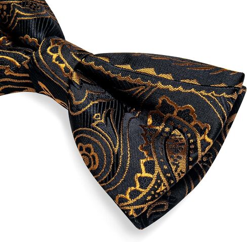 DiBanGu Silk Bow Ties for Men Paisley Pre-tied Bowtie and Pocket Square Cufflinks Lapel Pin Set Wedding Party in Saudi Arabia
