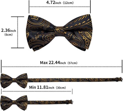 DiBanGu Silk Bow Ties for Men Paisley Pre-tied Bowtie and Pocket Square Cufflinks Lapel Pin Set Wedding Party in Saudi Arabia