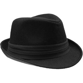 Men Classic Fedora-Hat Felt Manhattan-Gangster-Trilby Short Brim Jazz Hat in Kuwait