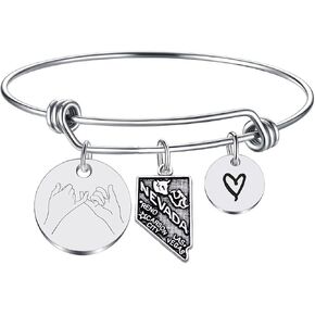 JJTZX Pinky Promise United States Map Pendant Bracelet Long Distance Relationship State Map Bracelet Going Away Gift Travel Gift in Saudi Arabia