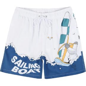 SNOW DREAMS Mens Swimming Trunks 5 inch Swim Shorts Qucik Dry Bathing Suits Lightweight