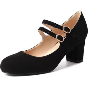 IDIFU Women's Dress Shoes for Women Pumps Mary Jane Heels Low Block Round Closed Toe Wedding Office Work in Kuwait