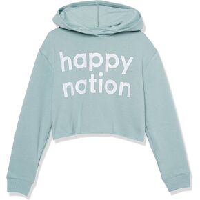 Happy Nation Girls Fleece Crop Hoodie Sweatshirt in Kuwait