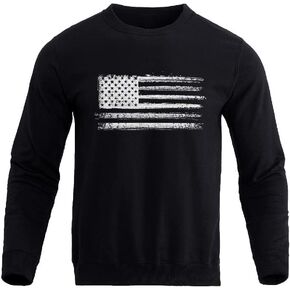 H HYFOL Men's USA Flag Graphic 100% Cotton Crewneck Pullover American Patriotic Long Sleeve Sweatshirts in Kuwait