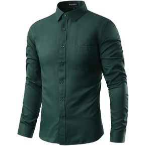 Wangyue Dress Shirts for Men Slim Fit Long Sleeve Casual Button Down Shirts Formal Dress Shirts with Pockets