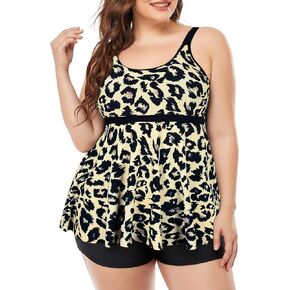 ملابس سباحة نسائية من Mycoco بمقاس كبير تانكيني مع شورت رياضي مكون من قطعتين ملابس سباحة واسعة للتحكم في البطن in Kuwait