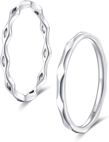 KAZITSAN 2pc 2mm Stainless Steel Rings for Women Girls Fashion Wedding Plain Band Knuckle Stacking Midi Rings Silver/Rose Gold Wedding Band Comfort Fit in Saudi Arabia