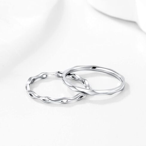 KAZITSAN 2pc 2mm Stainless Steel Rings for Women Girls Fashion Wedding Plain Band Knuckle Stacking Midi Rings Silver/Rose Gold Wedding Band Comfort Fit in Saudi Arabia