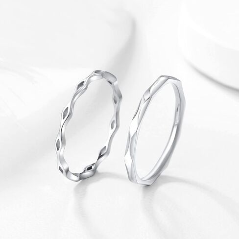 KAZITSAN 2pc 2mm Stainless Steel Rings for Women Girls Fashion Wedding Plain Band Knuckle Stacking Midi Rings Silver/Rose Gold Wedding Band Comfort Fit in Saudi Arabia