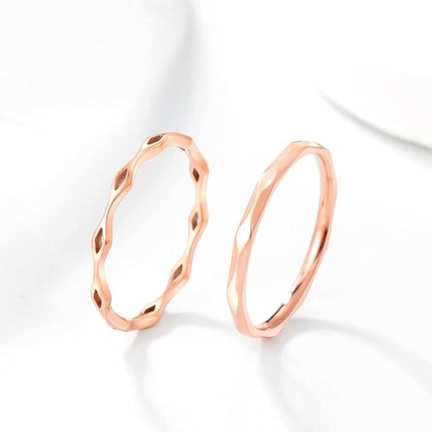 KAZITSAN 2pc 2mm Stainless Steel Rings for Women Girls Fashion Wedding Plain Band Knuckle Stacking Midi Rings Silver/Rose Gold Wedding Band Comfort Fit in Saudi Arabia