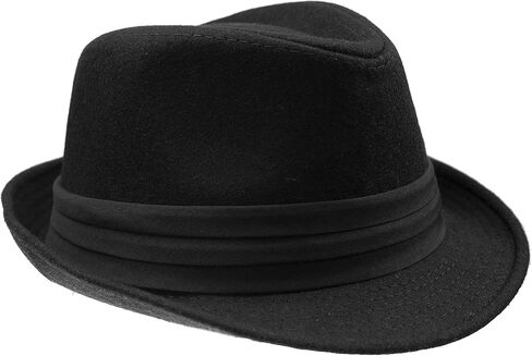 Men Classic Fedora-Hat Felt Manhattan-Gangster-Trilby Short Brim Jazz Hat in Kuwait