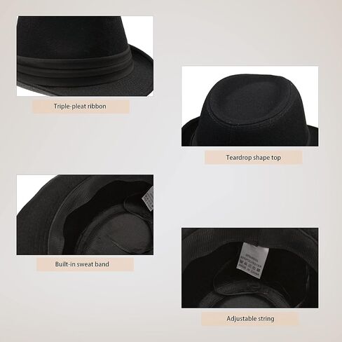 Men Classic Fedora-Hat Felt Manhattan-Gangster-Trilby Short Brim Jazz Hat in Kuwait