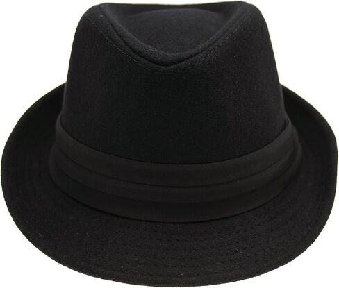 Men Classic Fedora-Hat Felt Manhattan-Gangster-Trilby Short Brim Jazz Hat in Kuwait