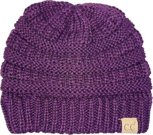 Funky Junque Solid Ribbed Beanie Hat for Kids Tweens Soft Stretch Cable Knit Slouchy Hat Warm Winter Skull Cap 2-9 Years Old in Saudi Arabia