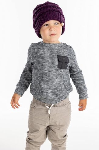 Funky Junque Solid Ribbed Beanie Hat for Kids Tweens Soft Stretch Cable Knit Slouchy Hat Warm Winter Skull Cap 2-9 Years Old in Saudi Arabia