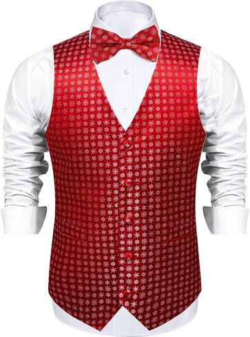Christmas Men's Vest Tie Sets 6Pcs Suit Vest Tie and Bow Tie Pocket Square Cufflinks Lapel Pin for Men Holiday Party Gift in Kuwait