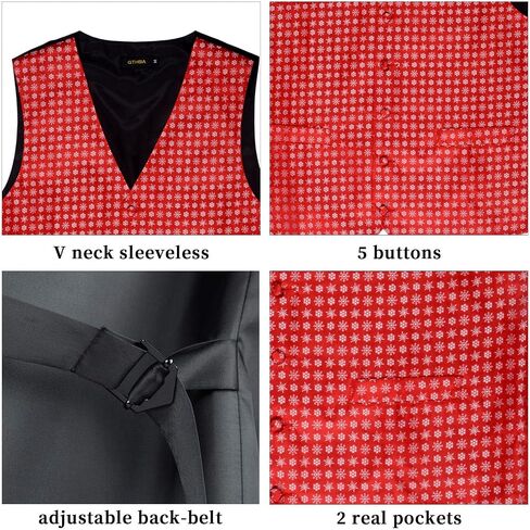 Christmas Men's Vest Tie Sets 6Pcs Suit Vest Tie and Bow Tie Pocket Square Cufflinks Lapel Pin for Men Holiday Party Gift in Kuwait