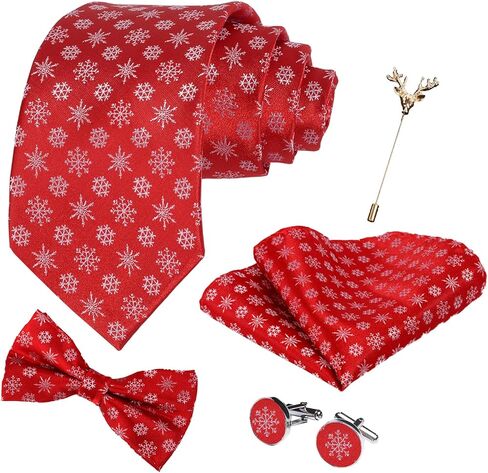 Christmas Men's Vest Tie Sets 6Pcs Suit Vest Tie and Bow Tie Pocket Square Cufflinks Lapel Pin for Men Holiday Party Gift in Kuwait