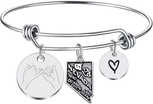 JJTZX Pinky Promise United States Map Pendant Bracelet Long Distance Relationship State Map Bracelet Going Away Gift Travel Gift in Saudi Arabia