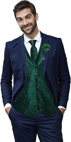 Christmas Men's Vest Tie Sets 6Pcs Suit Vest Tie and Bow Tie Pocket Square Cufflinks Lapel Pin for Men Holiday Party Gift in Kuwait
