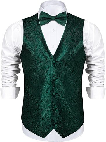 Christmas Men's Vest Tie Sets 6Pcs Suit Vest Tie and Bow Tie Pocket Square Cufflinks Lapel Pin for Men Holiday Party Gift in Kuwait