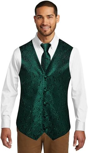 Christmas Men's Vest Tie Sets 6Pcs Suit Vest Tie and Bow Tie Pocket Square Cufflinks Lapel Pin for Men Holiday Party Gift in Kuwait