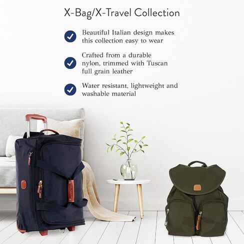 Bric's X-Bag Rolling Duffel Bag - 21 Inch Carry On Travel Bag for Men and Women - Luxury Weekender Luggage - Olive in Saudi Arabia