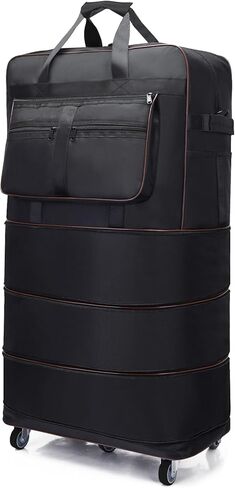 ELDA حقيبة أمتعة قابلة للتوسيع وقابلة للطي، حقائب سفر واق من المطر للرجال والنساء، حقائب سفر ذات سعة كبيرة قابلة للطي مع عجلات دوارة، حزام كتف قابل للإزالة in Kuwait