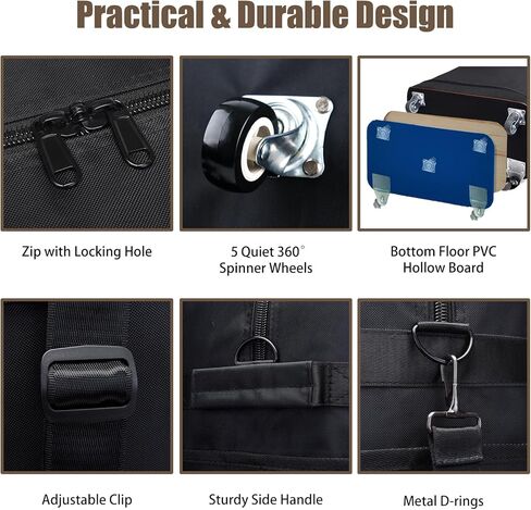 ELDA حقيبة أمتعة قابلة للتوسيع وقابلة للطي، حقائب سفر واق من المطر للرجال والنساء، حقائب سفر ذات سعة كبيرة قابلة للطي مع عجلات دوارة، حزام كتف قابل للإزالة in Kuwait