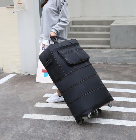 ELDA حقيبة أمتعة قابلة للتوسيع وقابلة للطي، حقائب سفر واق من المطر للرجال والنساء، حقائب سفر ذات سعة كبيرة قابلة للطي مع عجلات دوارة، حزام كتف قابل للإزالة in Kuwait