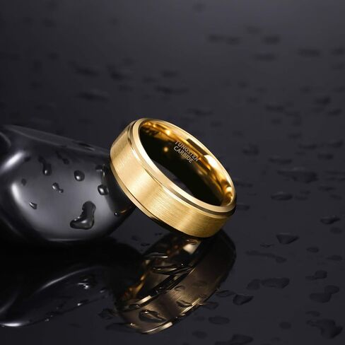 TRUMIUM 6mm 8mm Mens Womens Gold Tungsten Wedding Ring Band Brush Finish Scratch Resistant Size 5-14 in Saudi Arabia