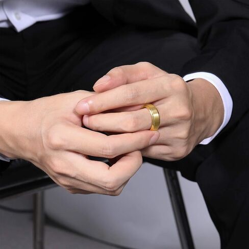 TRUMIUM 6mm 8mm Mens Womens Gold Tungsten Wedding Ring Band Brush Finish Scratch Resistant Size 5-14 in Saudi Arabia