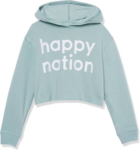 Happy Nation Girls Fleece Crop Hoodie Sweatshirt in Saudi Arabia