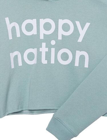 Happy Nation Girls Fleece Crop Hoodie Sweatshirt in Saudi Arabia