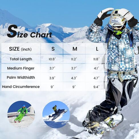 قفازات ATERCEL للتزلج مقاومة للماء تعمل باللمس، وقفازات الثلج للتزلج على الجليد، وعربة الثلج، والمشي لمسافات طويلة في فصل الشتاء للرجال والنساء، ومناسبة في الطقس البارد in Kuwait