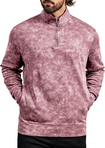 سترة رجالي من ICEMOOD بسحّاب ربع وسحاب من القطن، سترة عصرية بنصف الياقة المدورة وخفيفة الوزن وأكمام طويلة in Kuwait