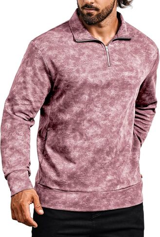 سترة رجالي من ICEMOOD بسحّاب ربع وسحاب من القطن، سترة عصرية بنصف الياقة المدورة وخفيفة الوزن وأكمام طويلة in Kuwait