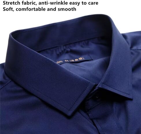 Wangyue Dress Shirts for Men Slim Fit Long Sleeve Casual Button Down Shirts Formal Dress Shirts with Pockets in Kuwait
