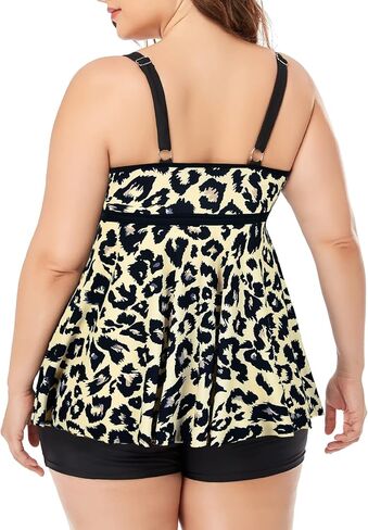 ملابس سباحة نسائية من Mycoco بمقاس كبير تانكيني مع شورت رياضي مكون من قطعتين ملابس سباحة واسعة للتحكم في البطن in Kuwait