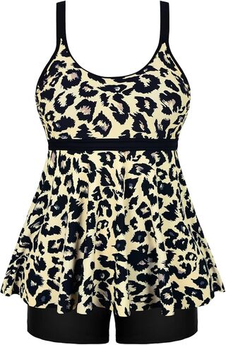 ملابس سباحة نسائية من Mycoco بمقاس كبير تانكيني مع شورت رياضي مكون من قطعتين ملابس سباحة واسعة للتحكم في البطن in Kuwait