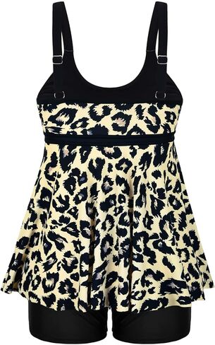 ملابس سباحة نسائية من Mycoco بمقاس كبير تانكيني مع شورت رياضي مكون من قطعتين ملابس سباحة واسعة للتحكم في البطن in Kuwait