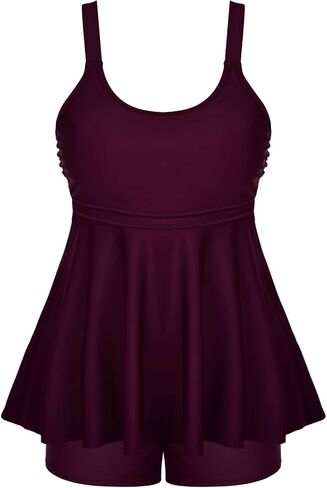 Mycoco Womens Plus Size Tankini Swimsuits with Shorts Athletic Two Piece Flowy Swimdress Tummy Control Bathing Suits in Saudi Arabia