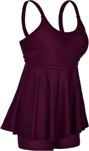 Mycoco Womens Plus Size Tankini Swimsuits with Shorts Athletic Two Piece Flowy Swimdress Tummy Control Bathing Suits in Saudi Arabia
